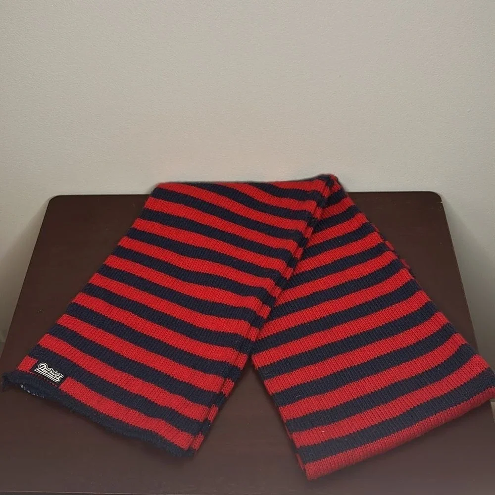 NFL x Reebok Men's New‎ England Patriots Football Red Blue Stripe Winter Scarf